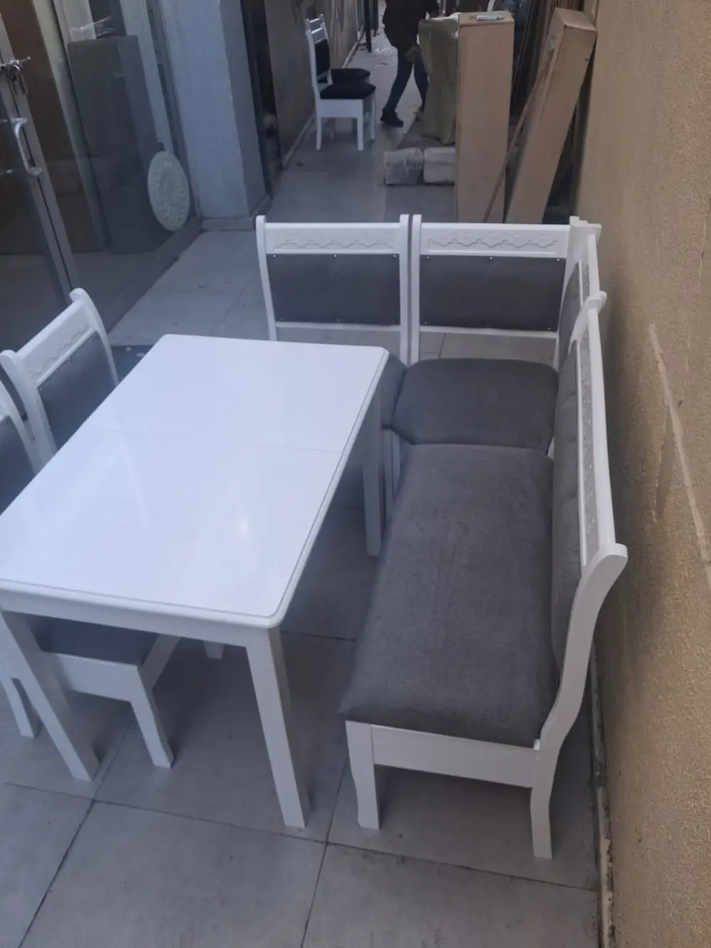 Köşe Mutfak 90553 Tk Kayın ahşap Sandık Açıl Masa Babyface Gri Ku