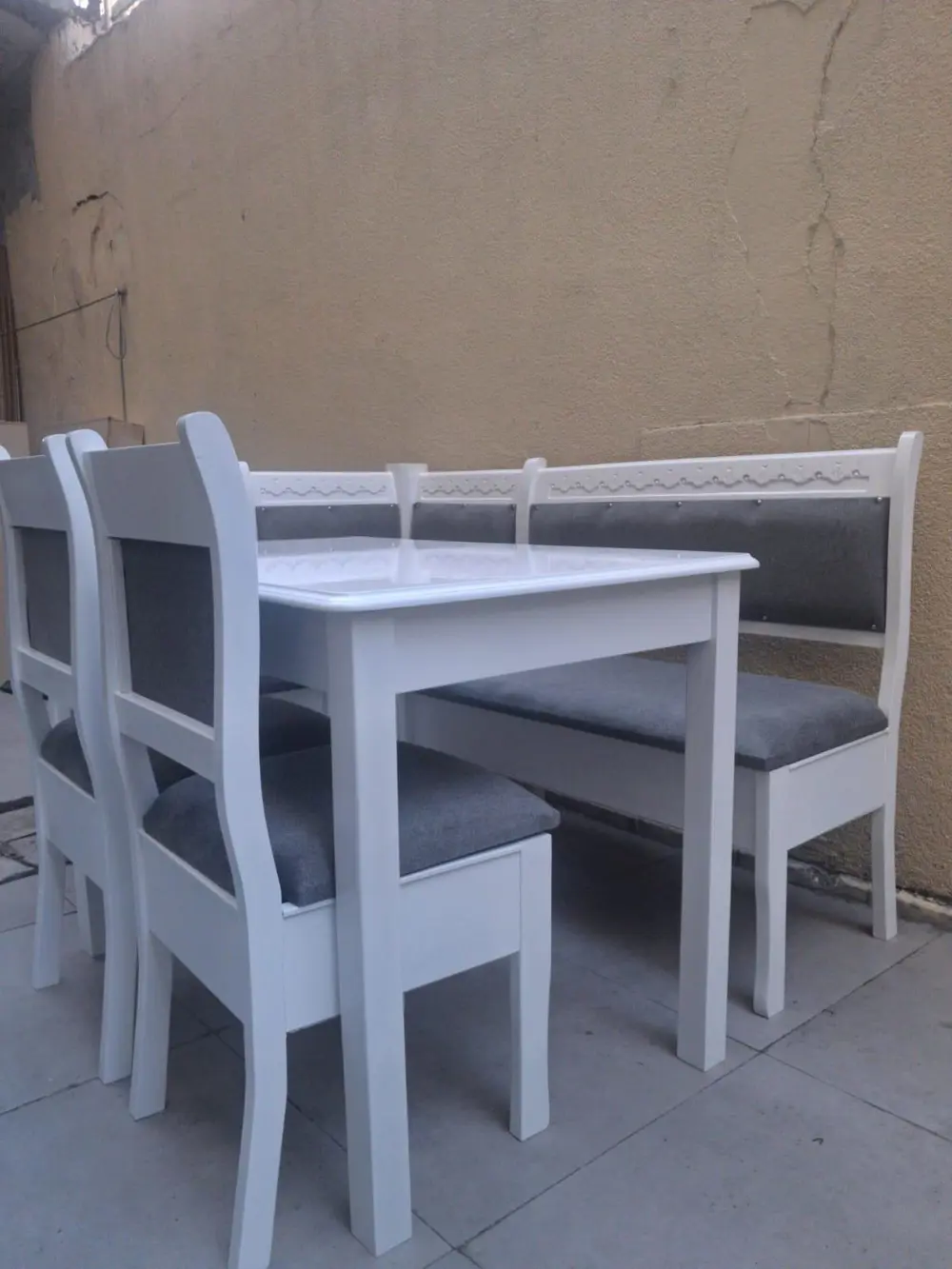 Köşe Mutfak 90553 Tk Kayın ahşap Sandık Açıl Masa Babyface Gri Ku