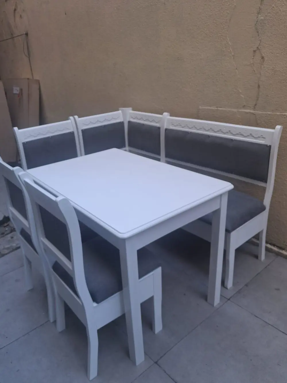 Köşe Mutfak 90553 Tk Kayın ahşap Sandık Açıl Masa Babyface Gri Ku