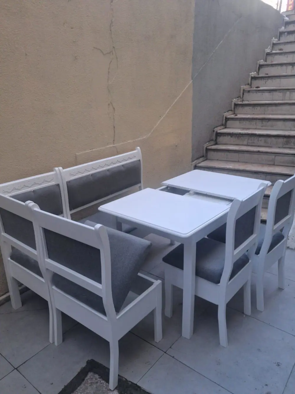 Köşe Mutfak 90553 Tk Kayın ahşap Sandık Açıl Masa Babyface Gri Ku