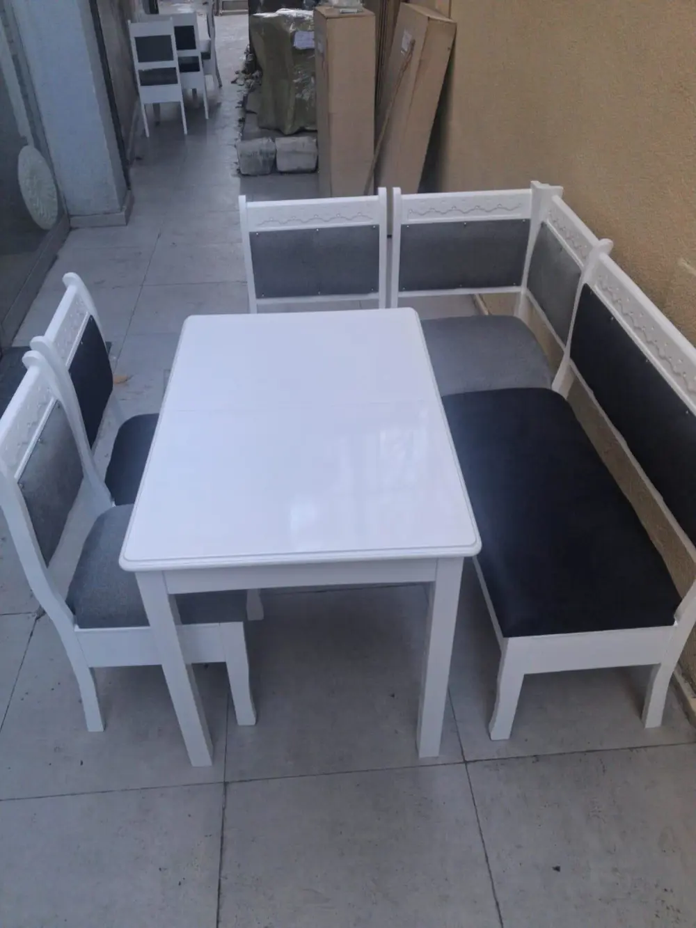 Köşe Mutfak 90554 Tk Kayın ahşap Sandık Açıl Masa Babyface Gri Si