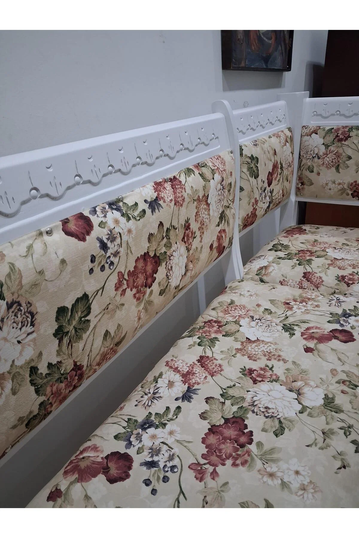 Köşe Mutfak 90568 Tk Kayın ahşap Sandık Açıl Masa Babyface Çiçekli Kumaş Parlak Beyaz Lake - Görsel 4