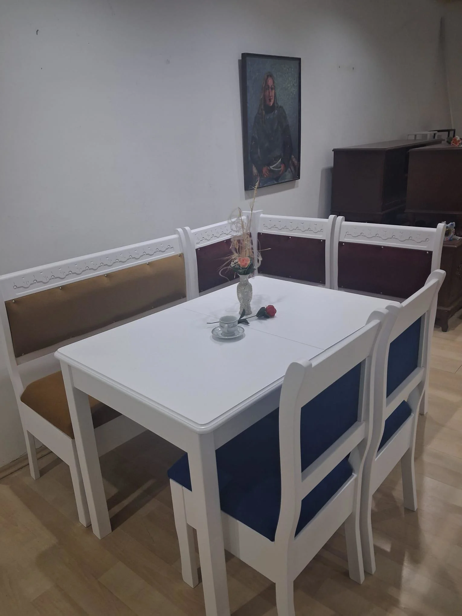 Köşe Mutfak 90689 Model Ahşap  Açılır Masa Babyface Kumaş Parlak 