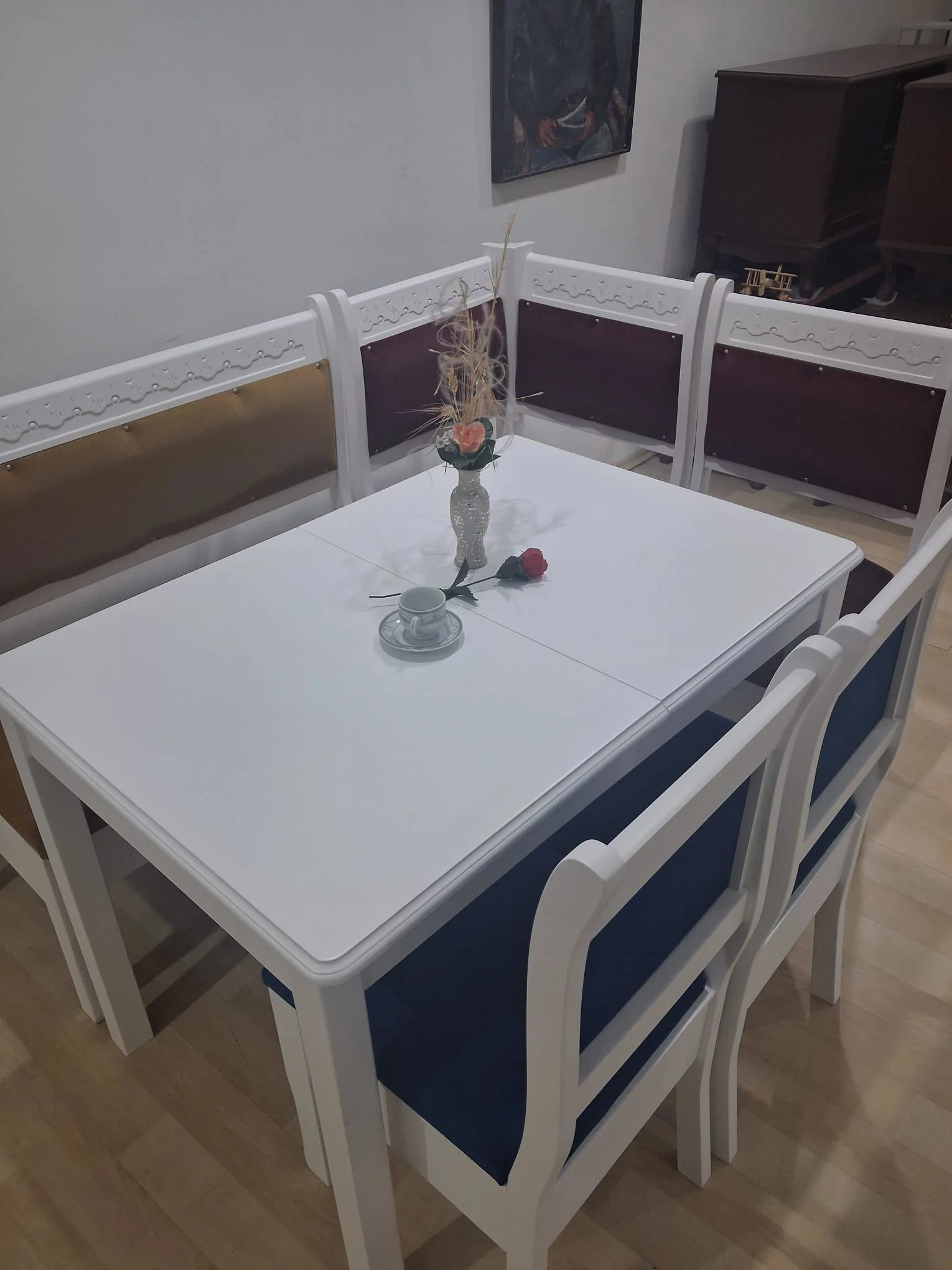 Köşe Mutfak 90689 Model Ahşap  Açılır Masa Babyface Kumaş Parlak 