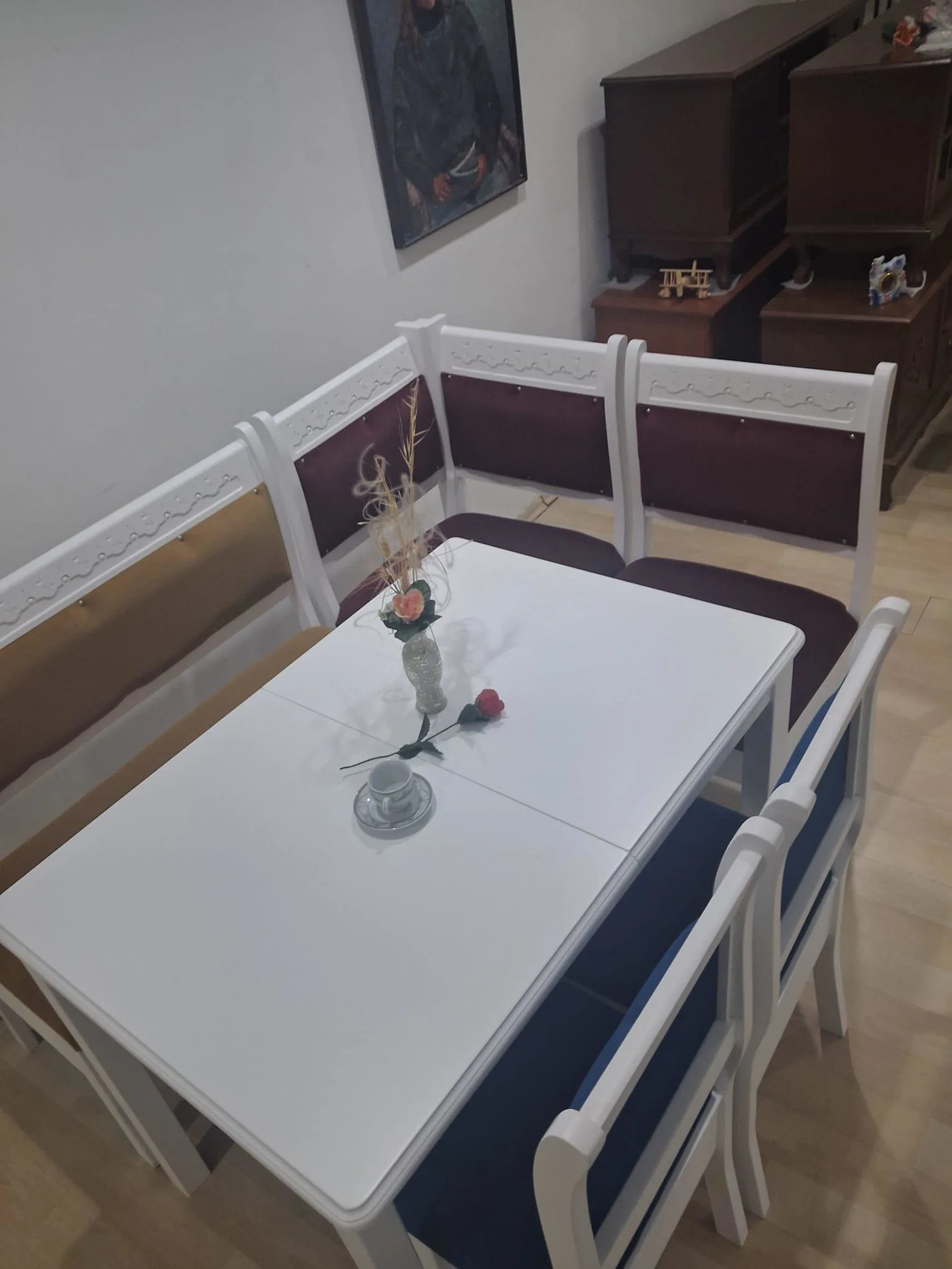 Köşe Mutfak 90689 Model Ahşap  Açılır Masa Babyface Kumaş Parlak 