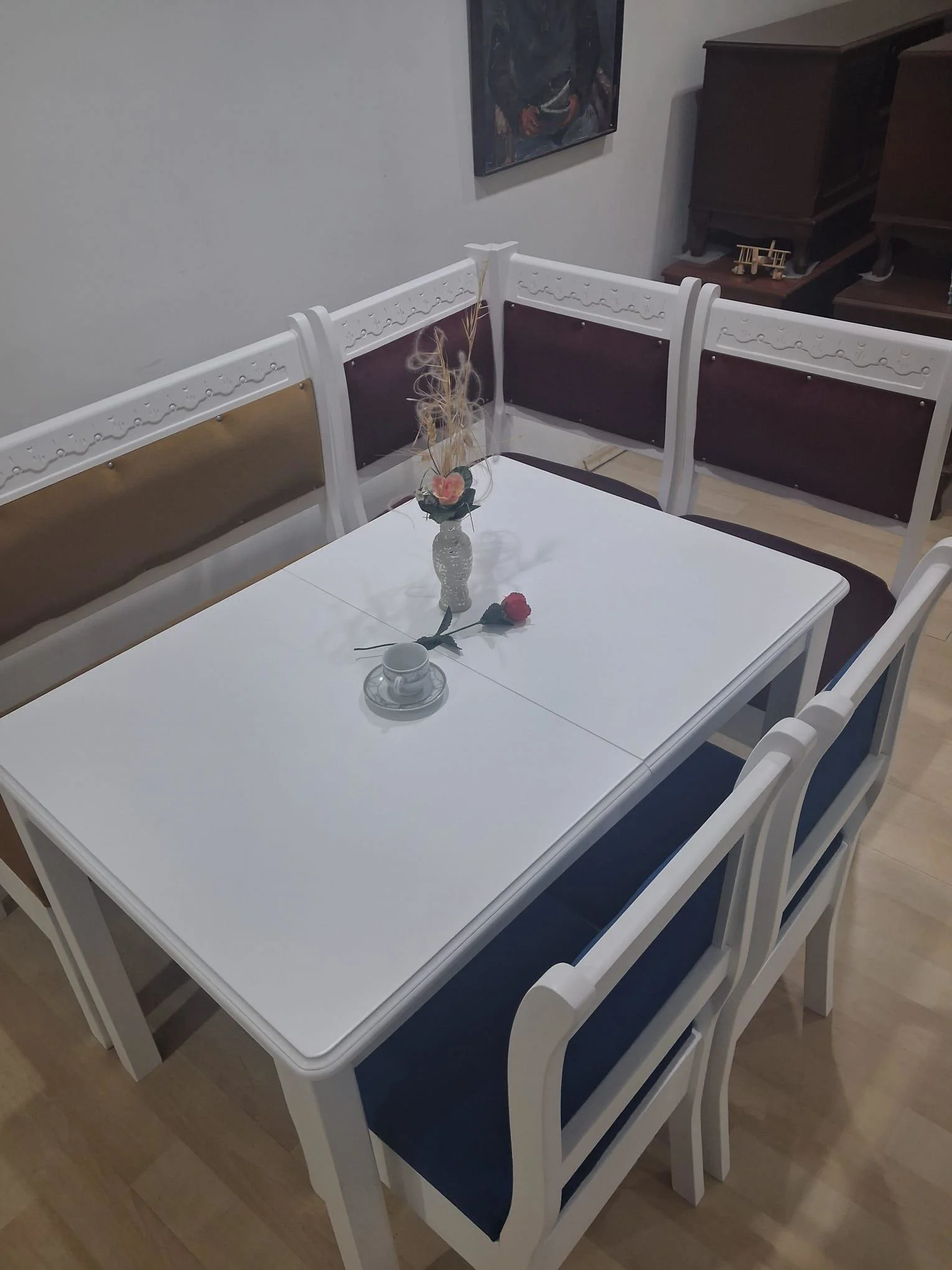Köşe Mutfak 90689 Model Ahşap  Açılır Masa Babyface Kumaş Parlak 