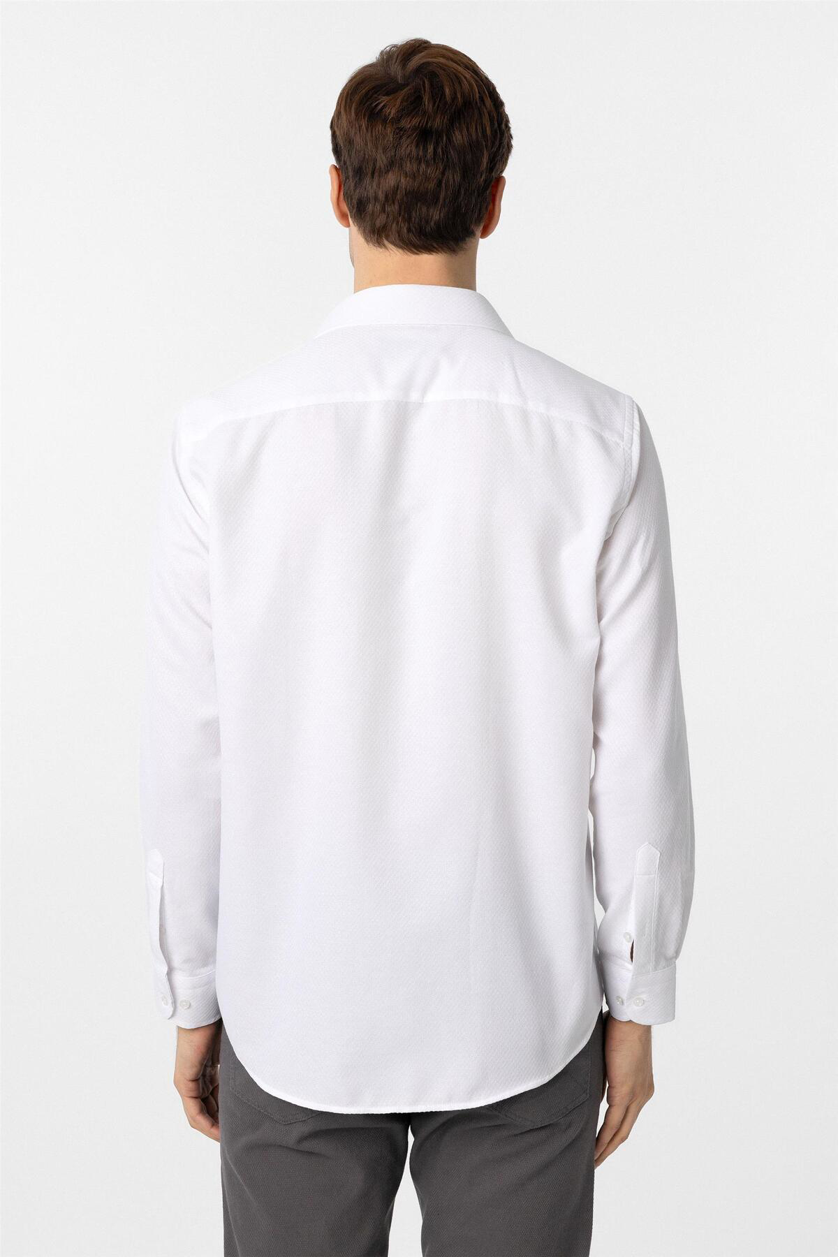 Süvari Köşeli Manşet Regular Armürlü Gömlek