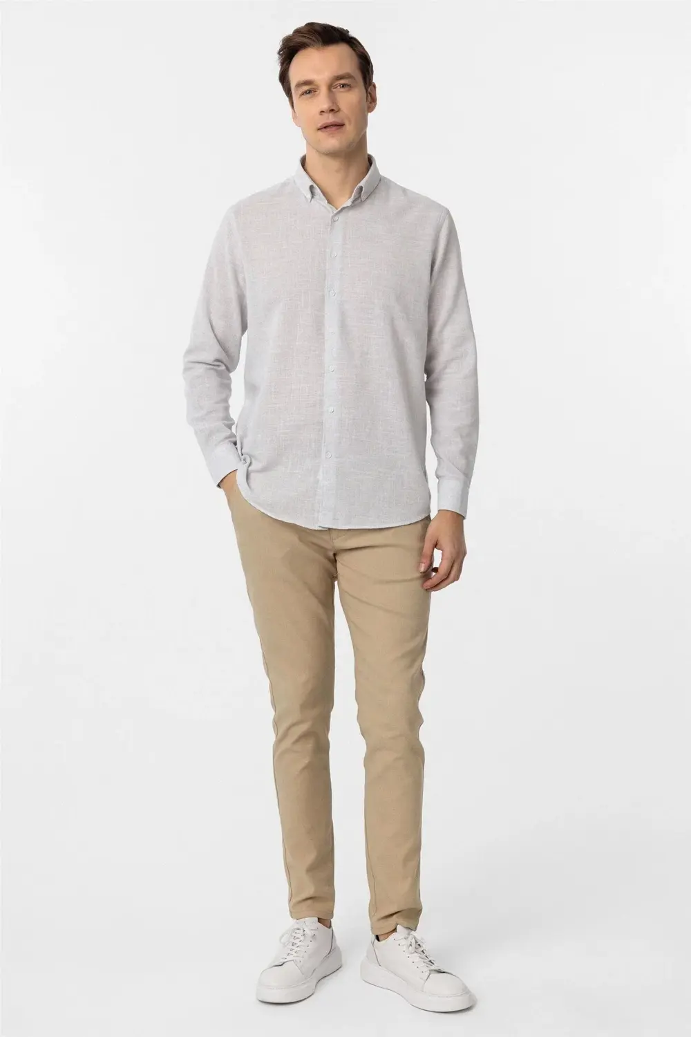 Köşeli Manşet Regular Desenli Gömlek