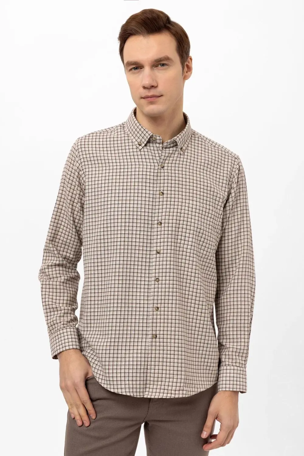 Köşeli Manşet Regular Kalıp Kareli Gömlek