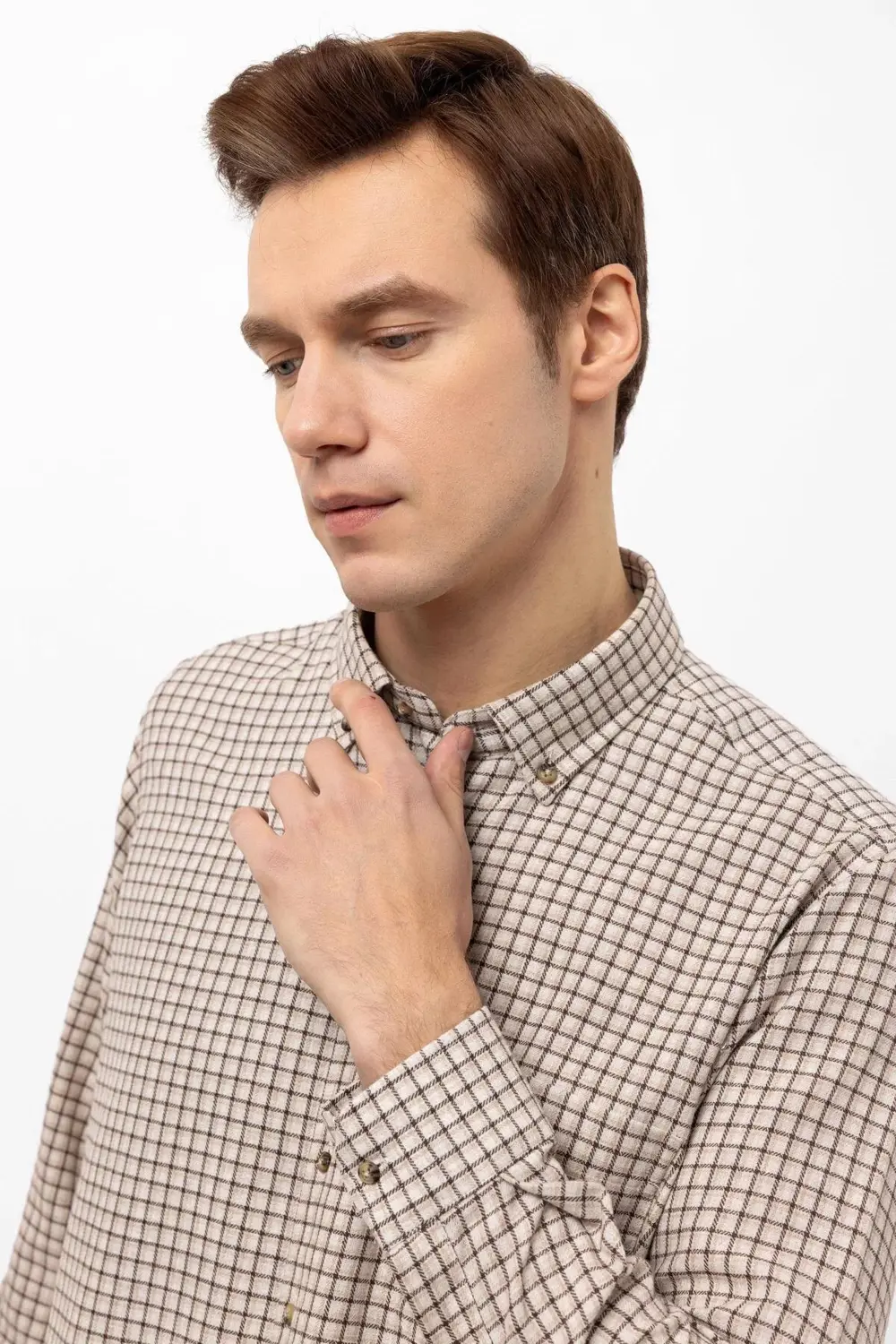 Köşeli Manşet Regular Kalıp Kareli Gömlek