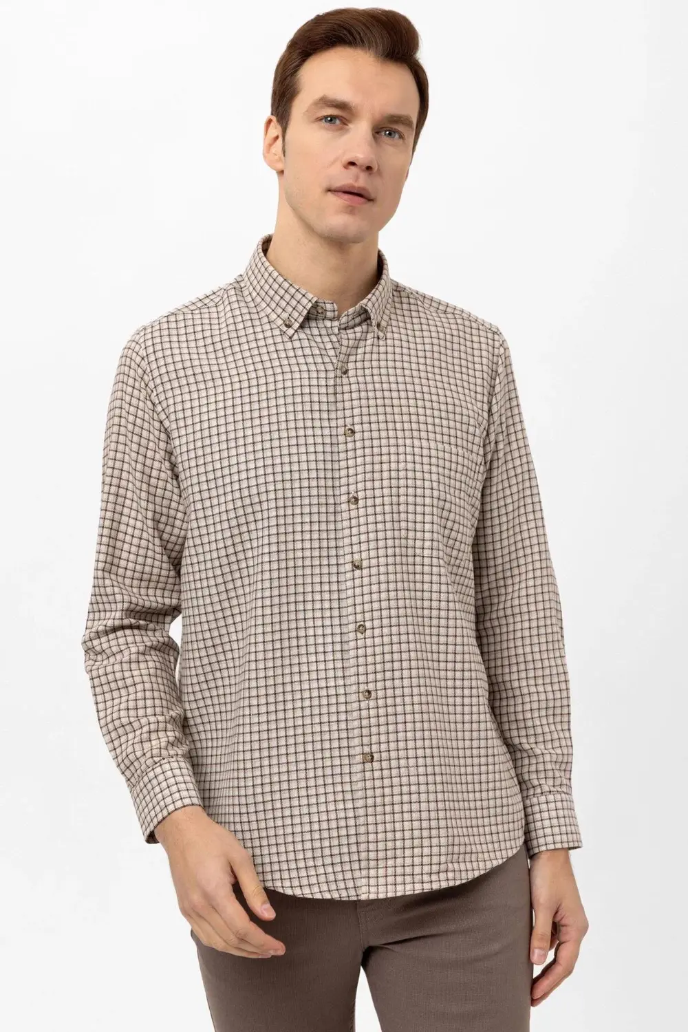 Köşeli Manşet Regular Kalıp Kareli Gömlek