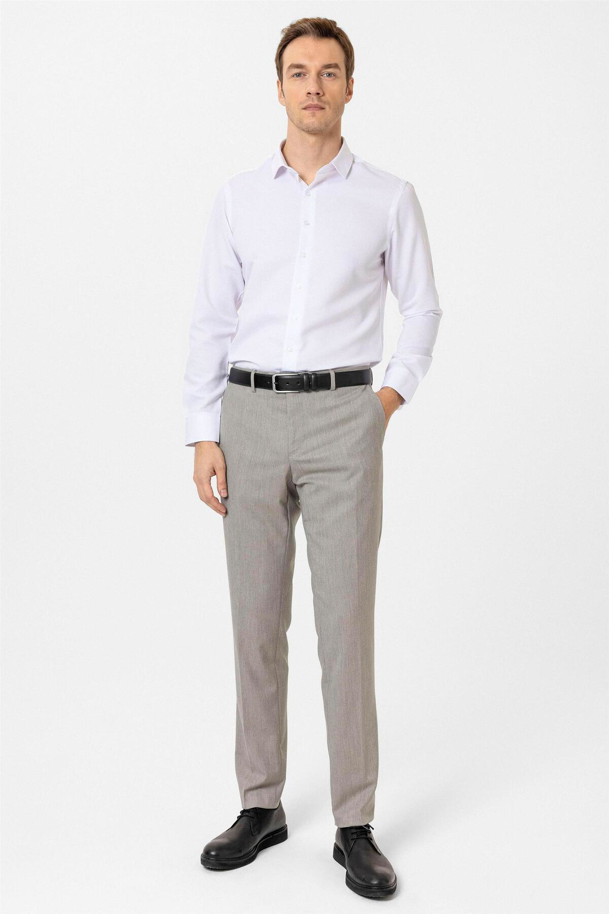 Süvari Köşeli Manşet Slim Armürlü Gömlek