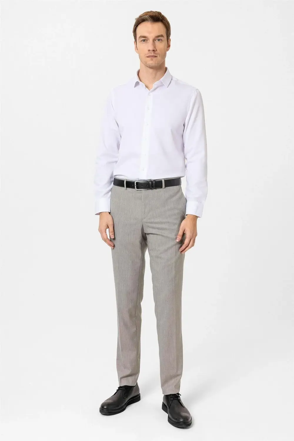 Köşeli Manşet Slim Armürlü Gömlek