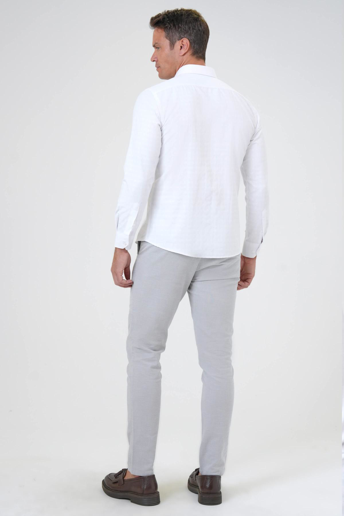 Süvari Köşeli Manşet Slim Kalıp Armürlü Gömlek