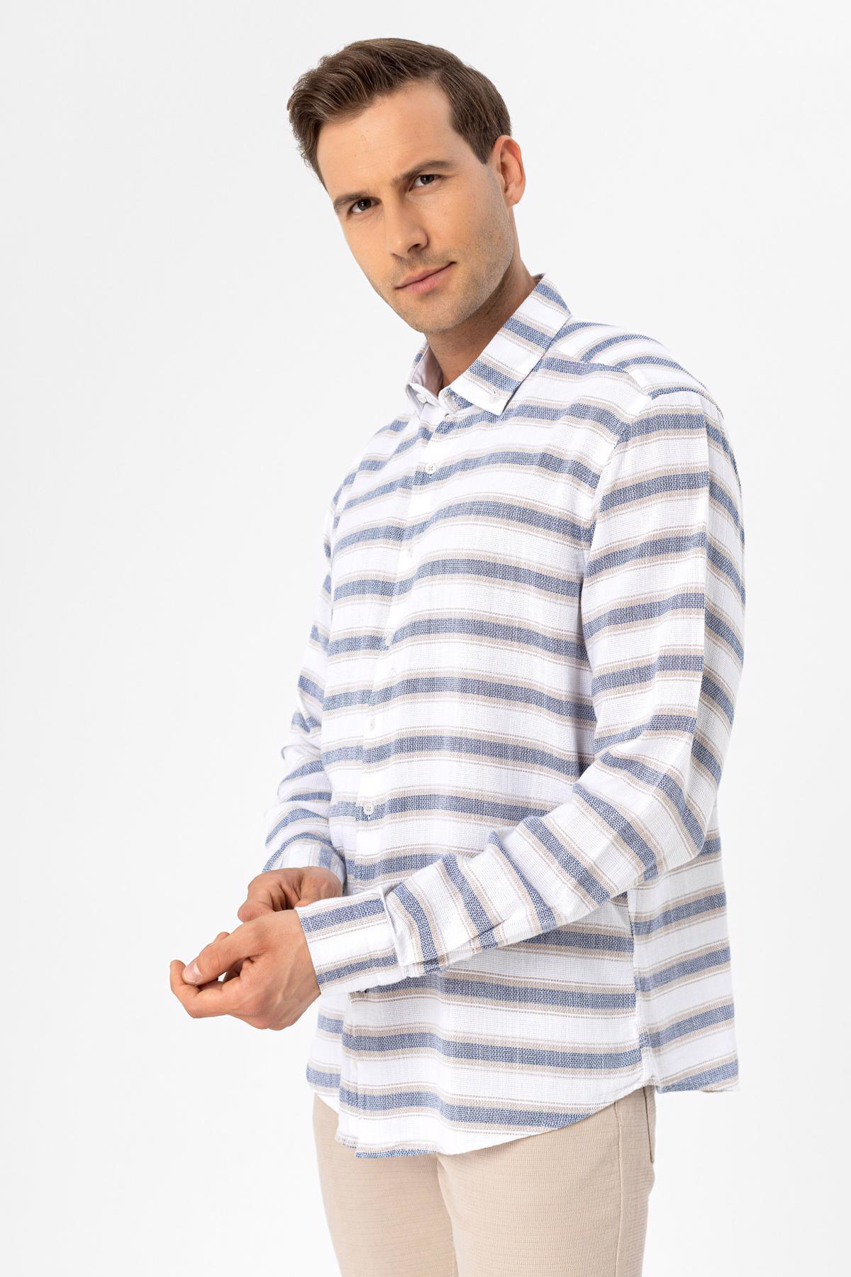 Süvari Köşeli Manşet Slimfit Düz Gömlek