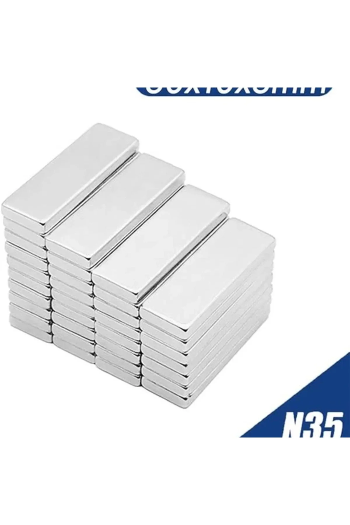 Köşeli Neodyum Mıknatıs Magnet Dikdörtgen 30x10x3 mm 5 adet