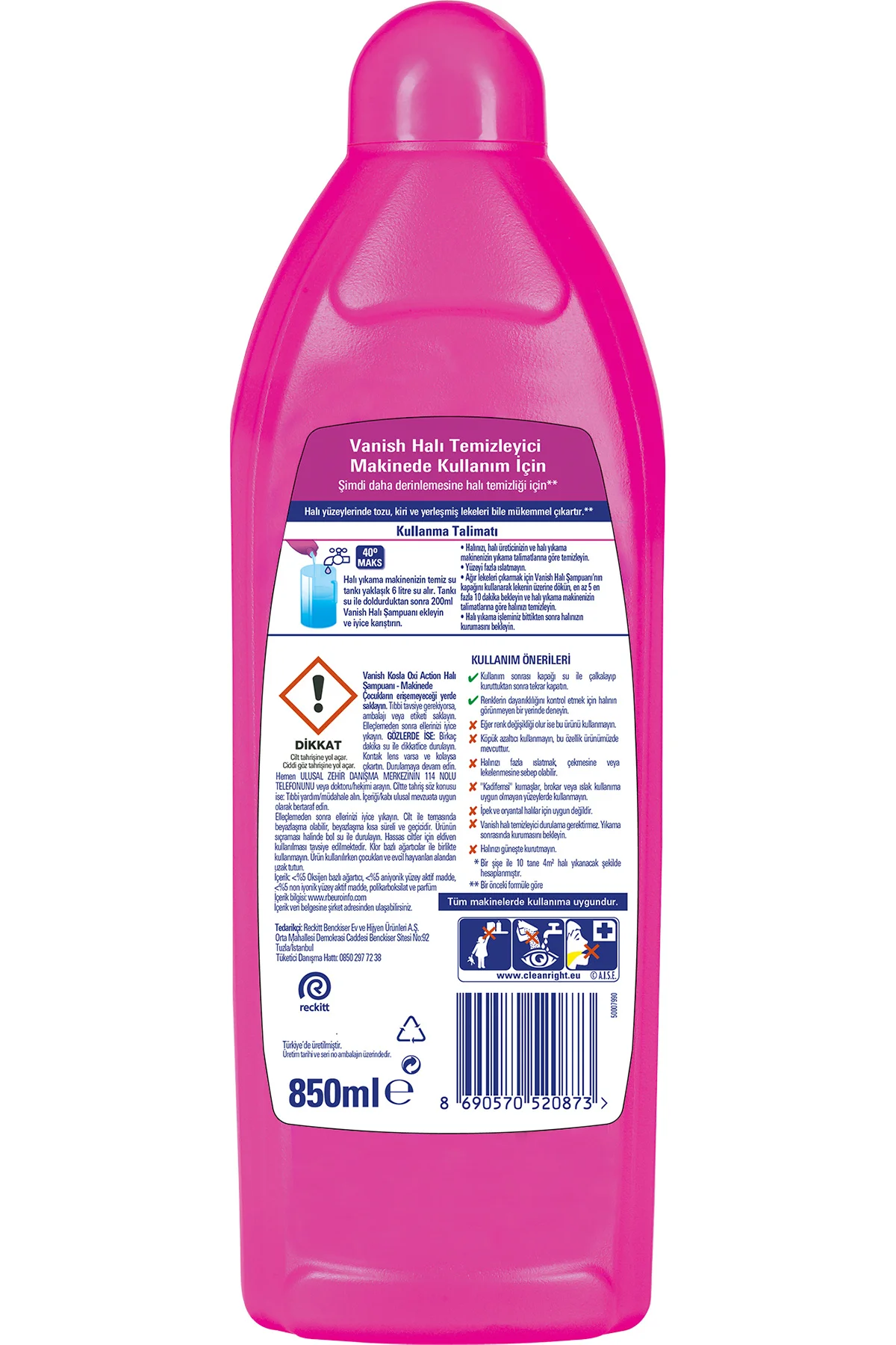 KoslaHalı Şampuanı Makine Yıkama 850ml