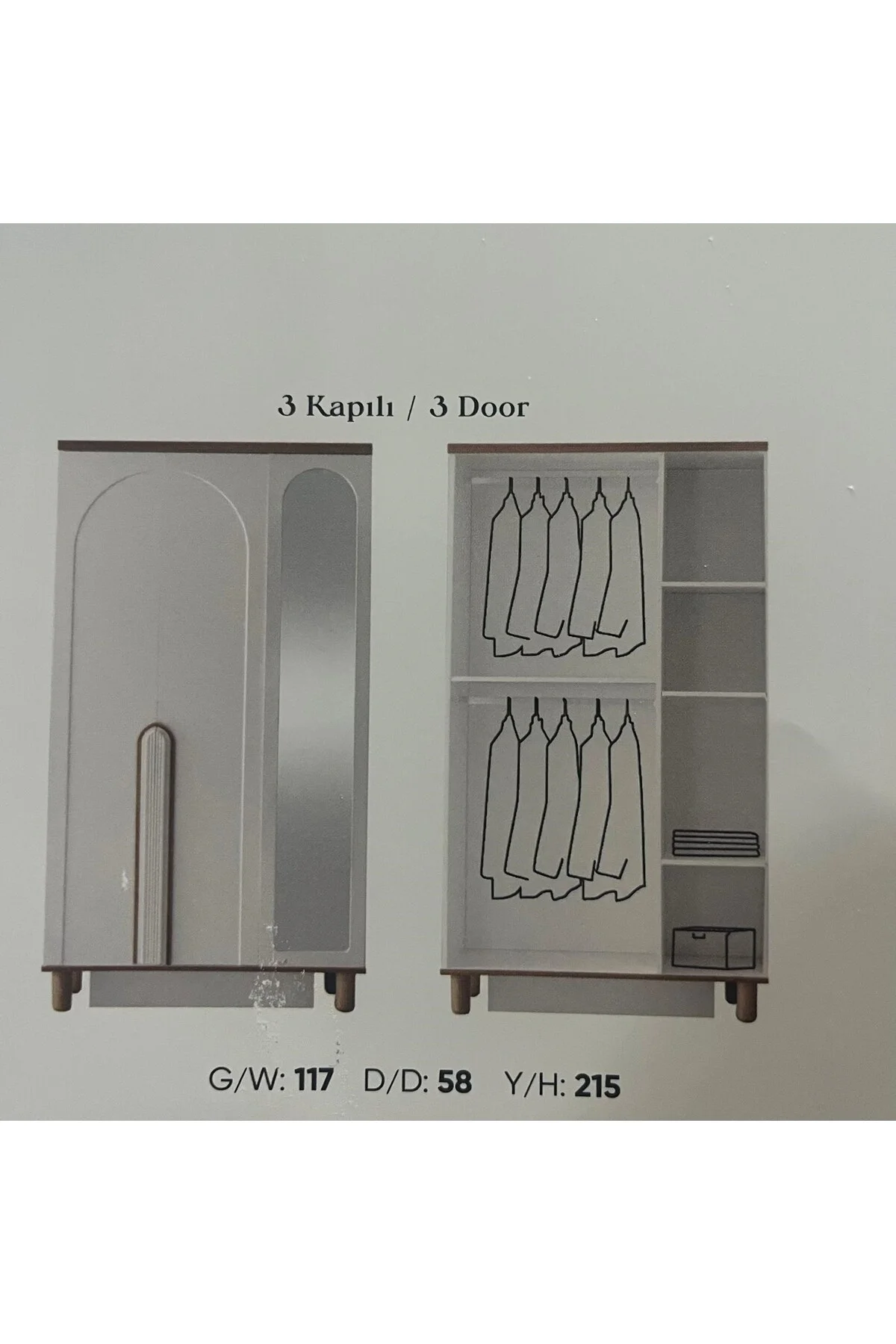 KOSOVA MDF 3 KAPILI DOLAP Fiyatı, Yorumları ve Özellikleri