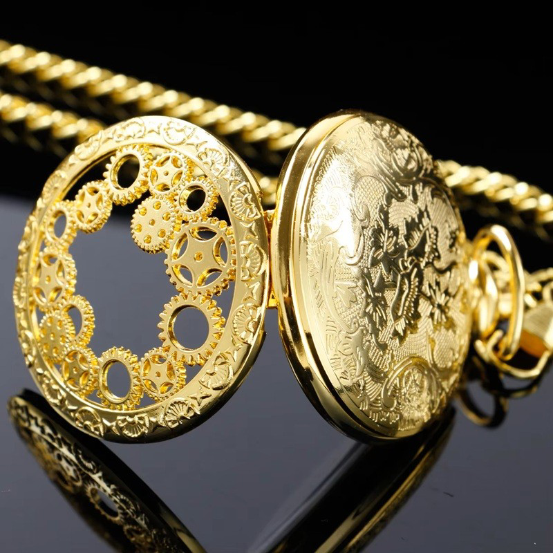 Stillove Köstekli Çarklı İşlemeli Gold Renk Cep Saati