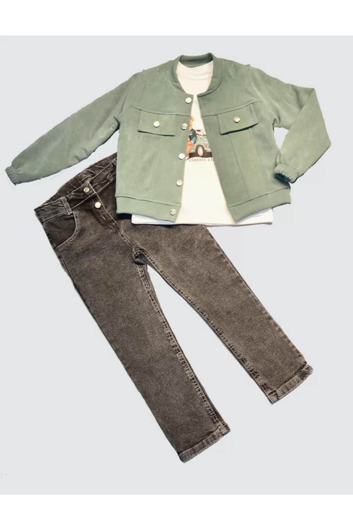 Mcem Store Kot Pantolonlu Nubukceketli Uzun Kollu Penye Sweat 3Lü Erkek Çocu