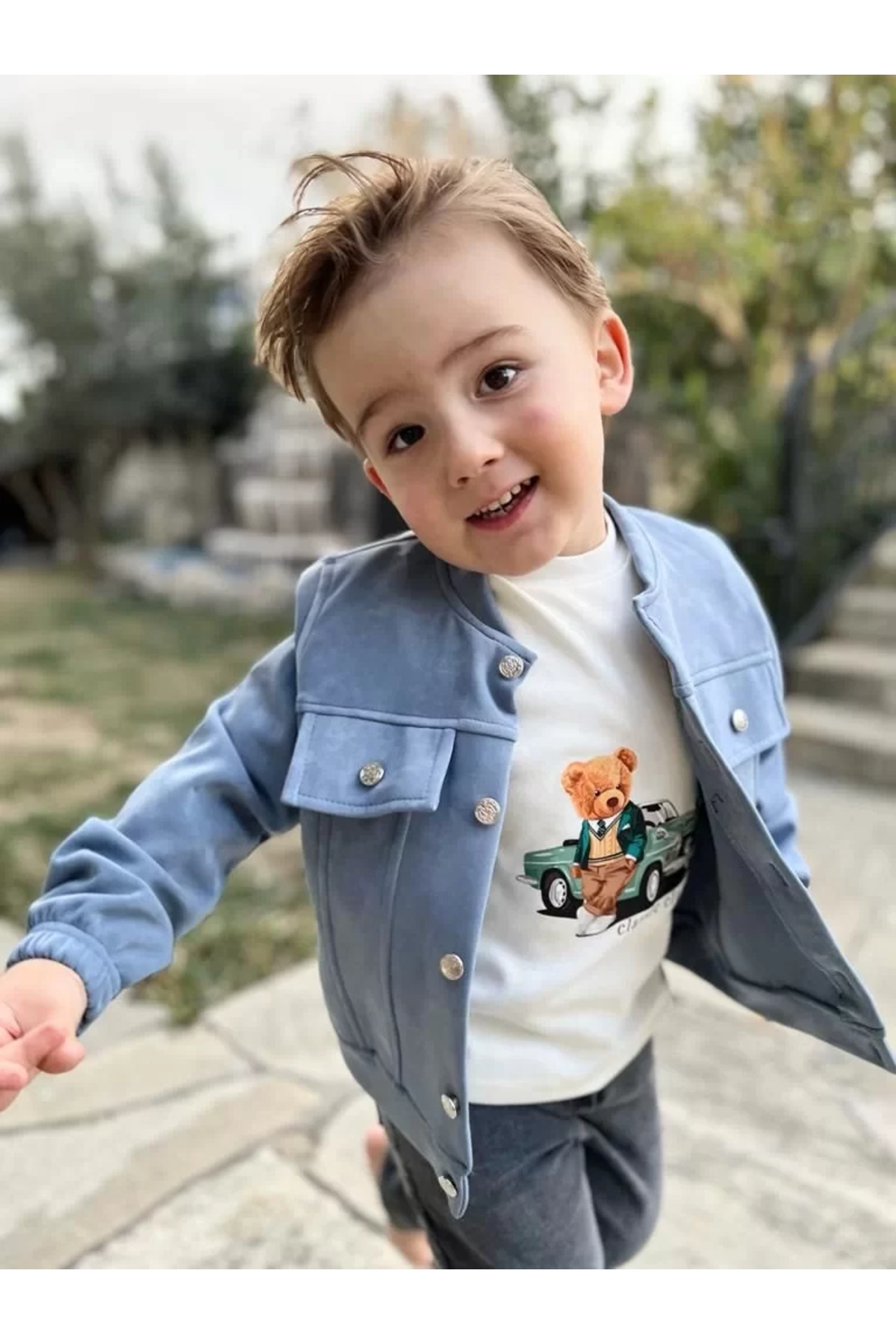 Mcem Store Kot Pantolonlu Nubukceketli Uzun Kollu Penye Sweat 3Lü Erkek Çocu
