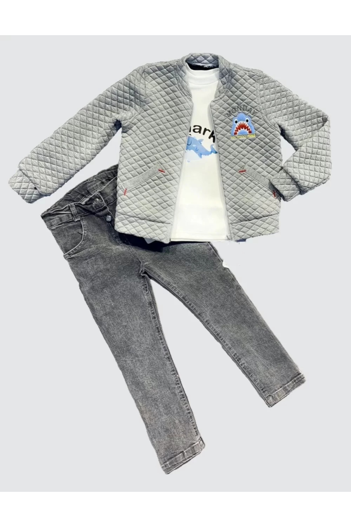 Mcem Store Kot Pantolonlu Pilot Mont Uzun Kollu Penye Sweat 3Lü Erkek Çocuk