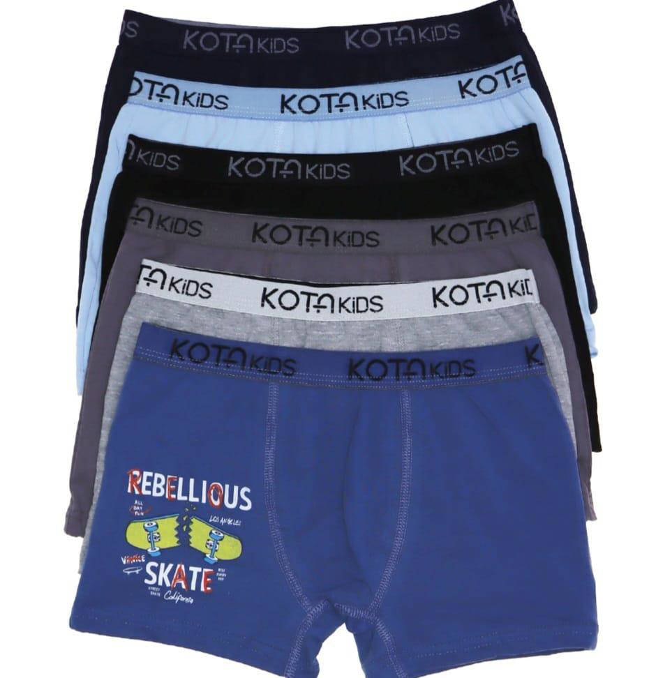KOTA 1005 ERKEK ÇOCUK RENKLİ BASKILI BOXER 6 ADET KOTA 1005 ERKEK ÇOCUK RENKLİ BASKILI BOXER 6 ADET