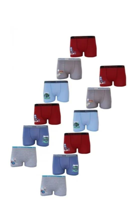 KOTA 1005 ERKEK ÇOCUK RENKLİ BASKILI BOXER 6 ADET KOTA 1005 ERKEK ÇOCUK RENKLİ BASKILI BOXER 6 ADET