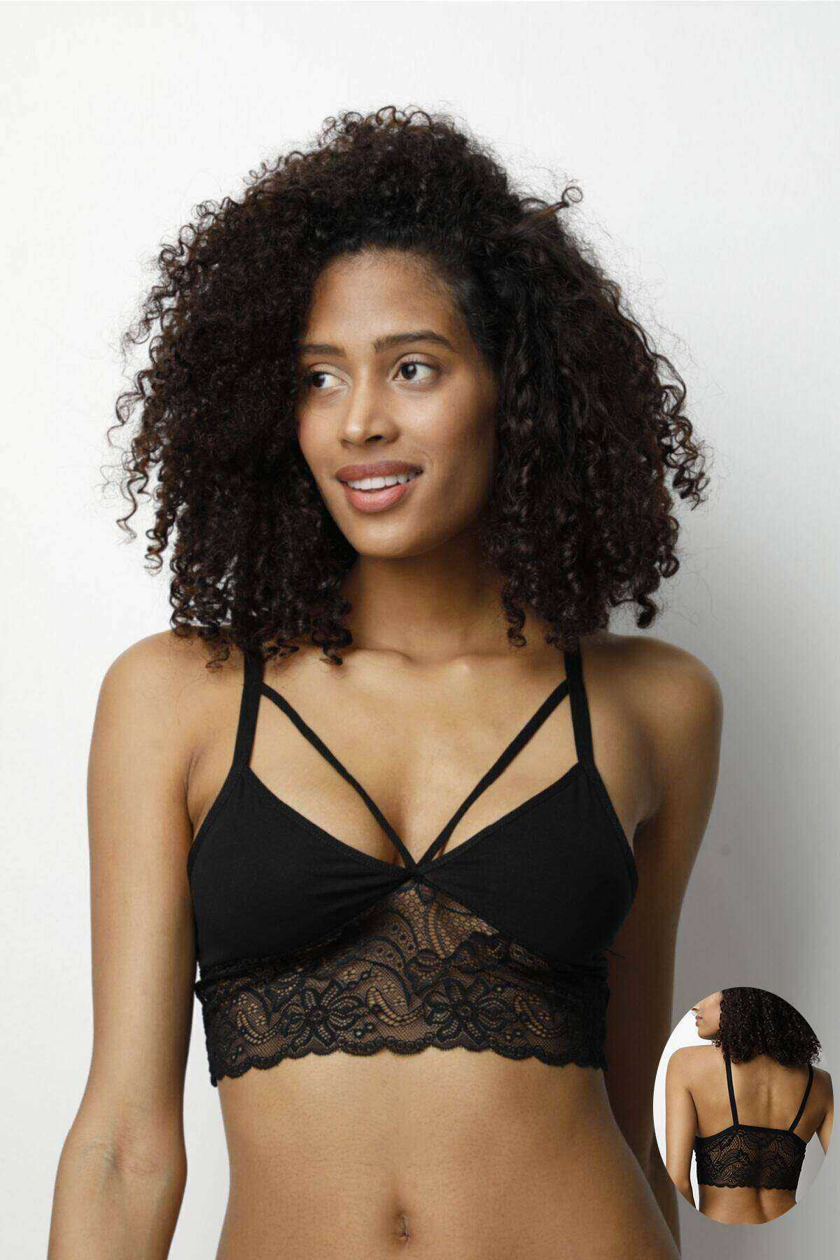 Just Cheap Store Kota 3 Adet Dantelli Çapraz İpli Tül Model Büstiyer