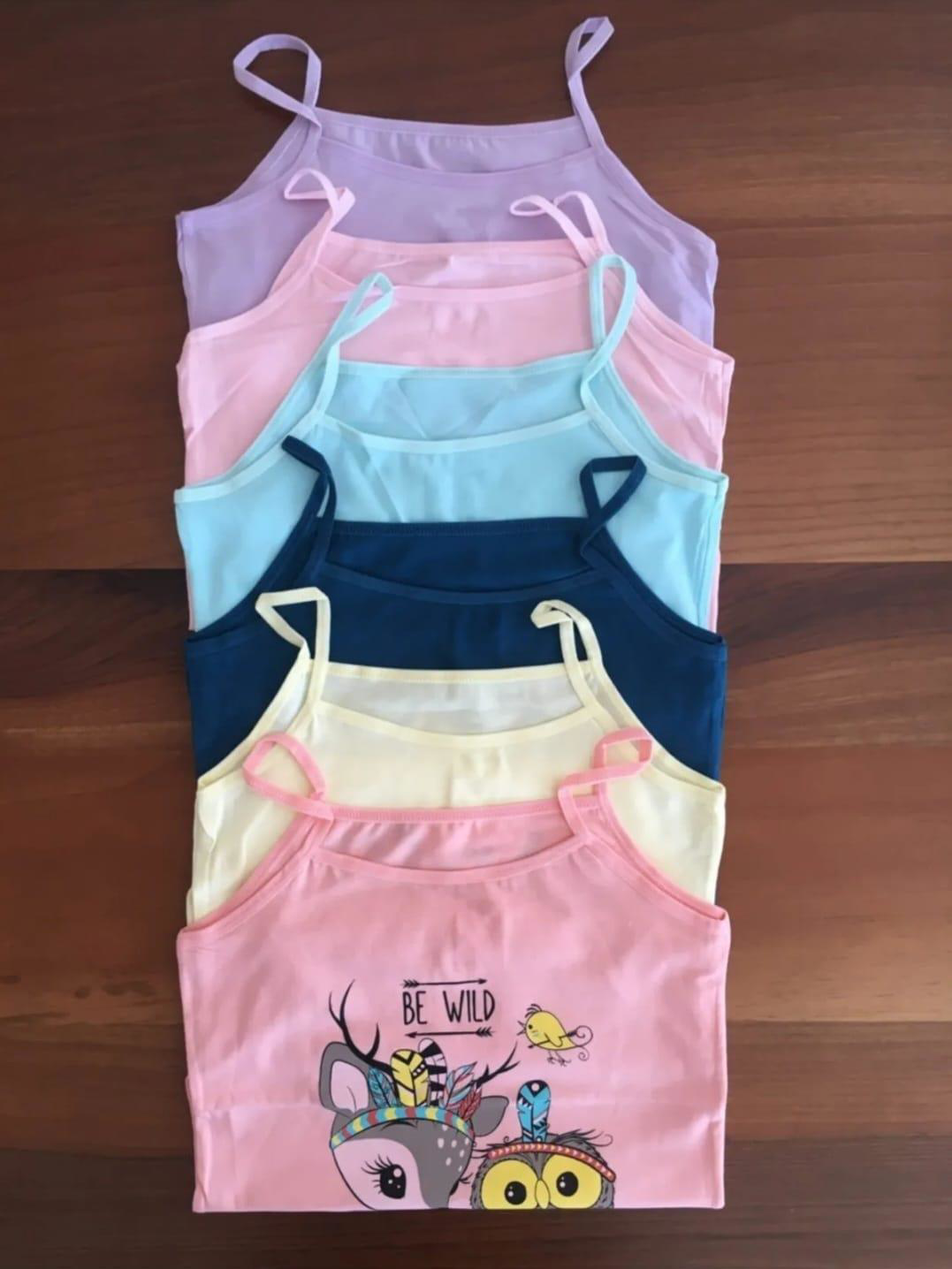 KOTA 3408 KIZ ÇOCUK RENKLİ BASKILI İP ASKILI ATLET 6 ADET