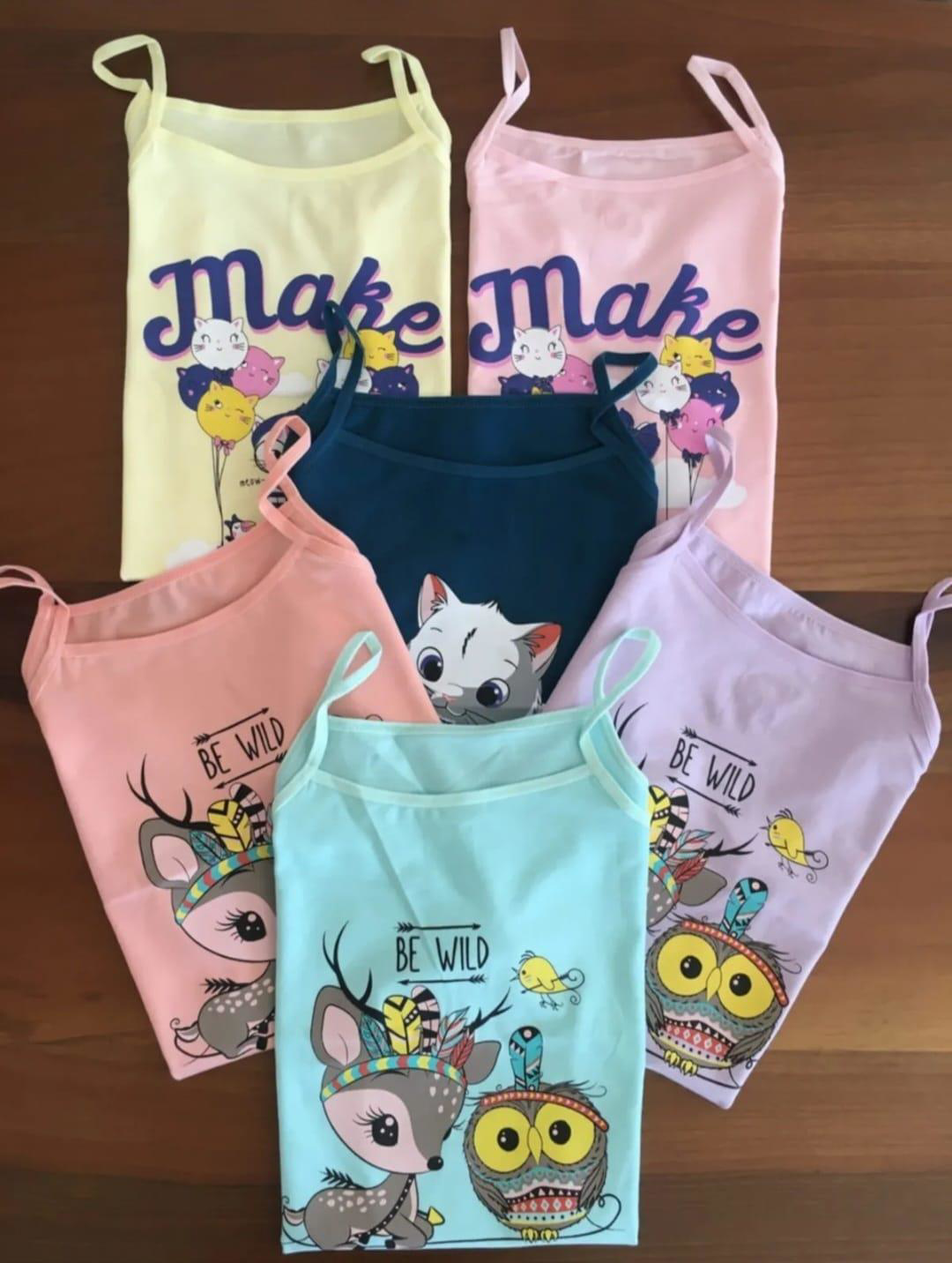 KOTA 3408 KIZ ÇOCUK RENKLİ BASKILI İP ASKILI ATLET 6 ADET