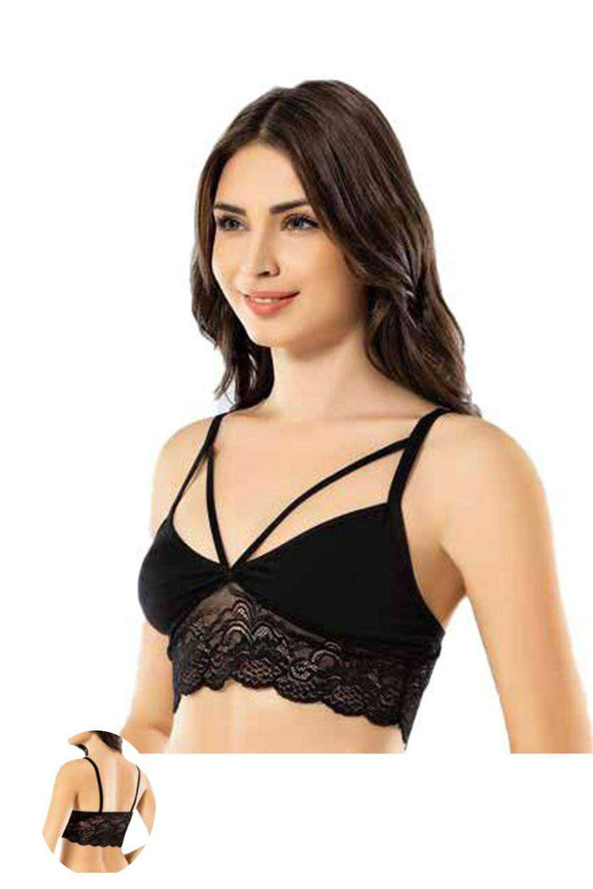 Just Cheap Store Kota 6 Adet Siyah Tül Modelli Dantelli Büstiyer