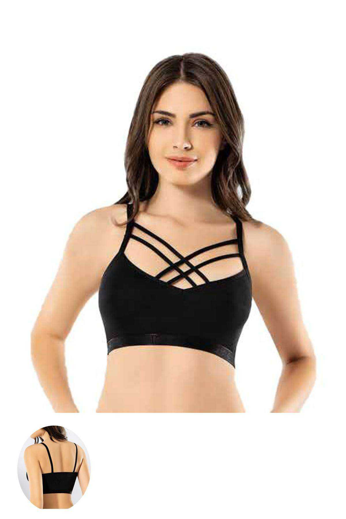 Just Cheap Store Kota 6 Adet Siyah Çapraz İpli Büstiyer