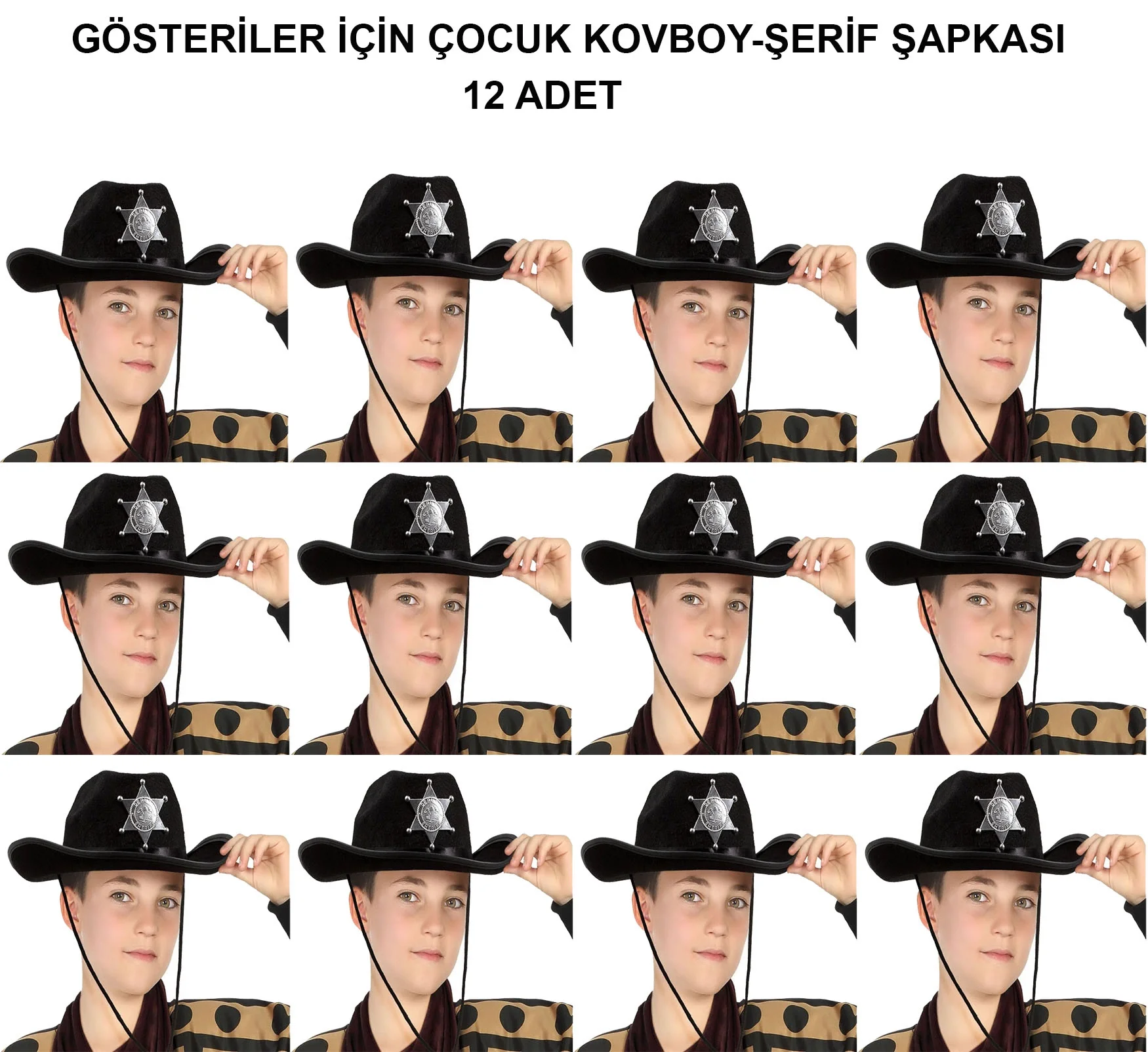 Kovboy Şerif Şapkası Siyah 12 Adet - Kostüm, Parti ve Gösteri Şapkası Fiyatı, Yorumları ve Özellikleri