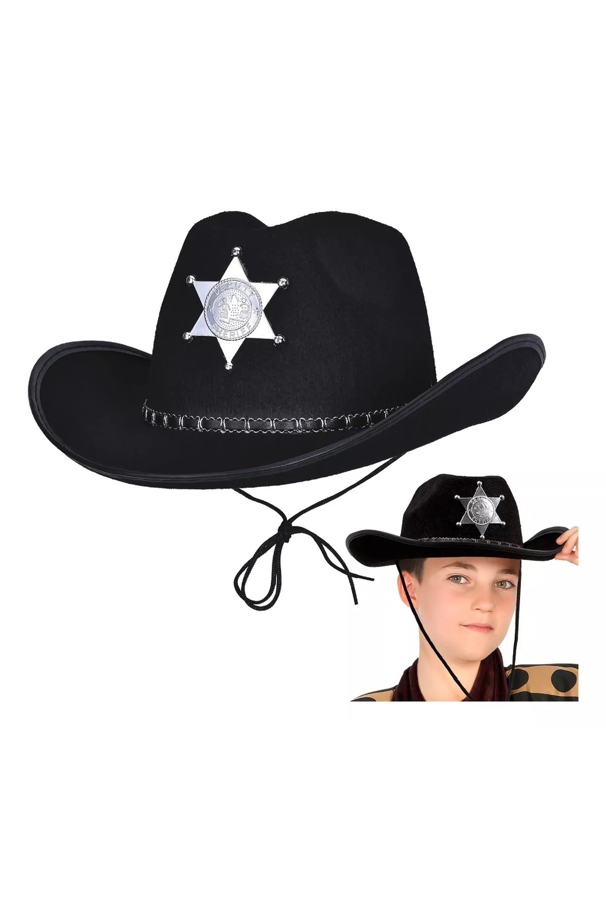 Mivento Kovboy Şerif Şapkası Siyah 12 Adet - Kostüm, Parti Ve Gösteri Şap