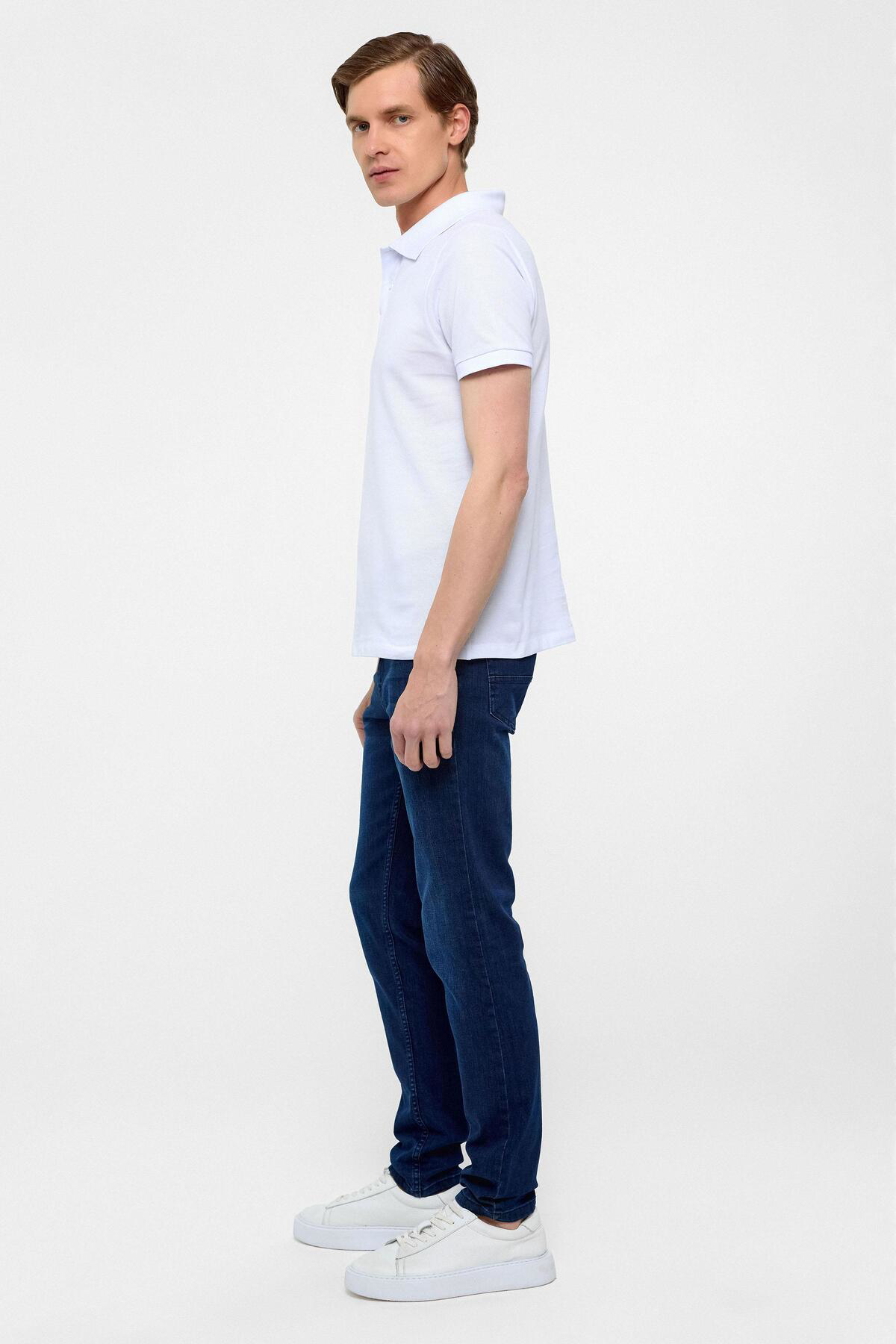 Koyu Bordo Slim Düz Polo Yaka Tişört