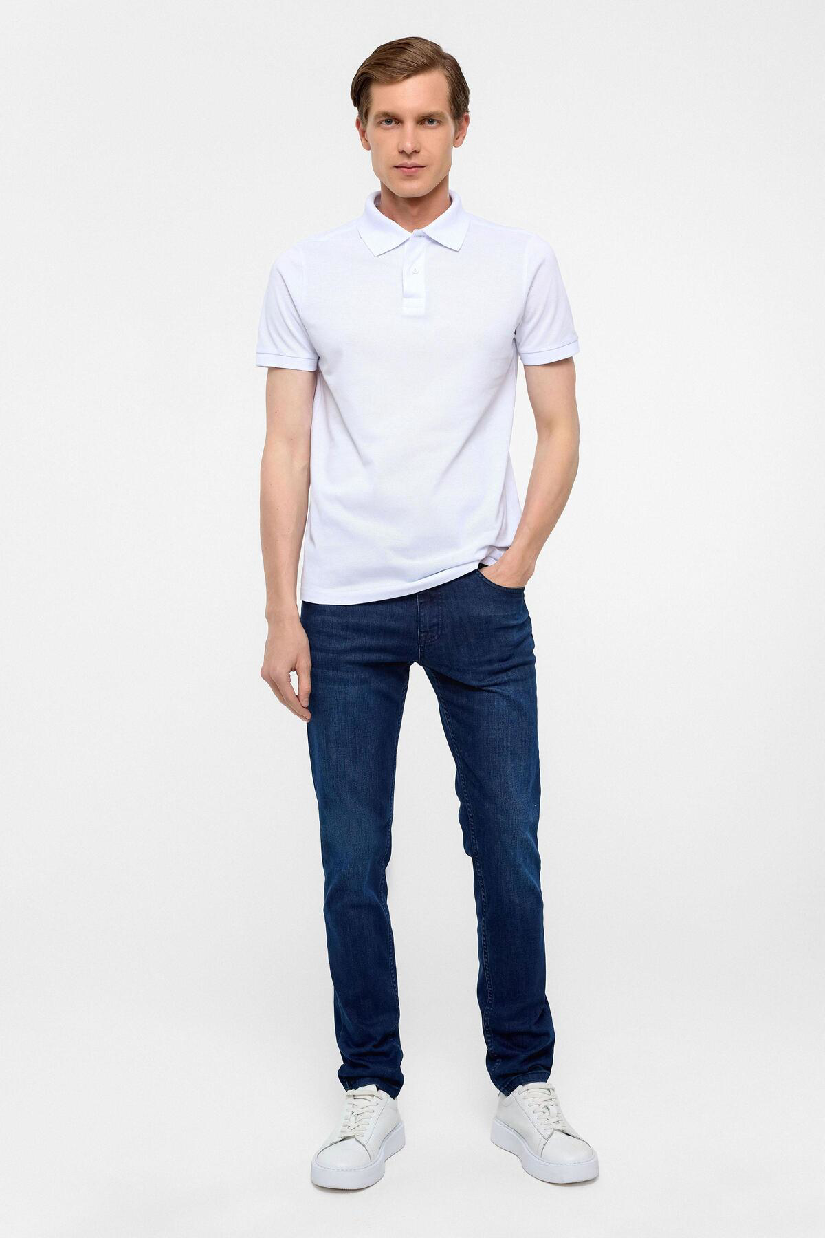 Koyu Bordo Slim Düz Polo Yaka Tişört