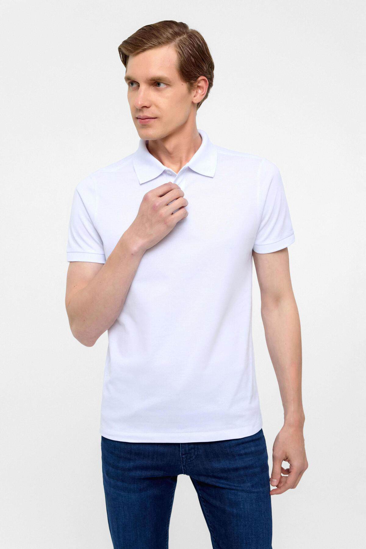 Koyu Bordo Slim Düz Polo Yaka Tişört