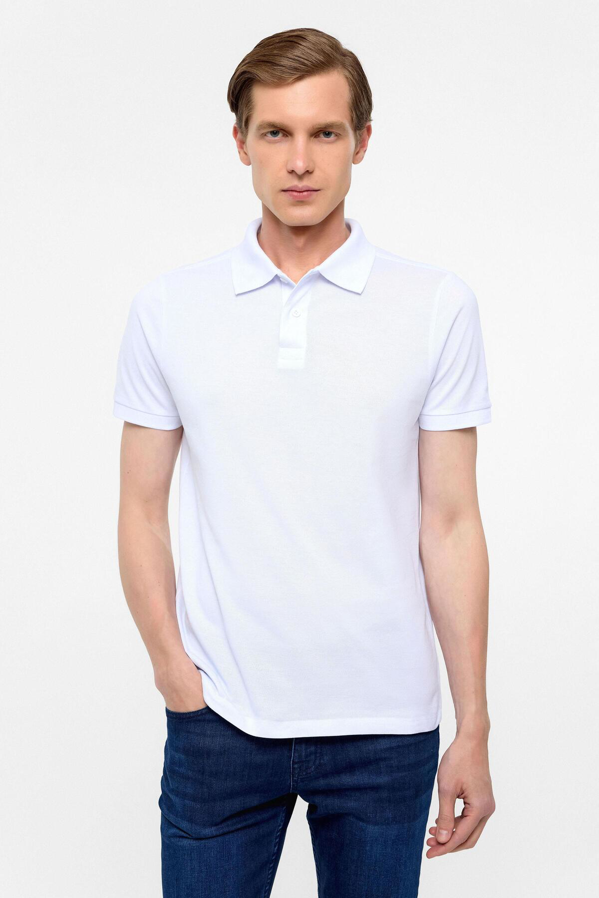 Koyu Bordo Slim Düz Polo Yaka Tişört