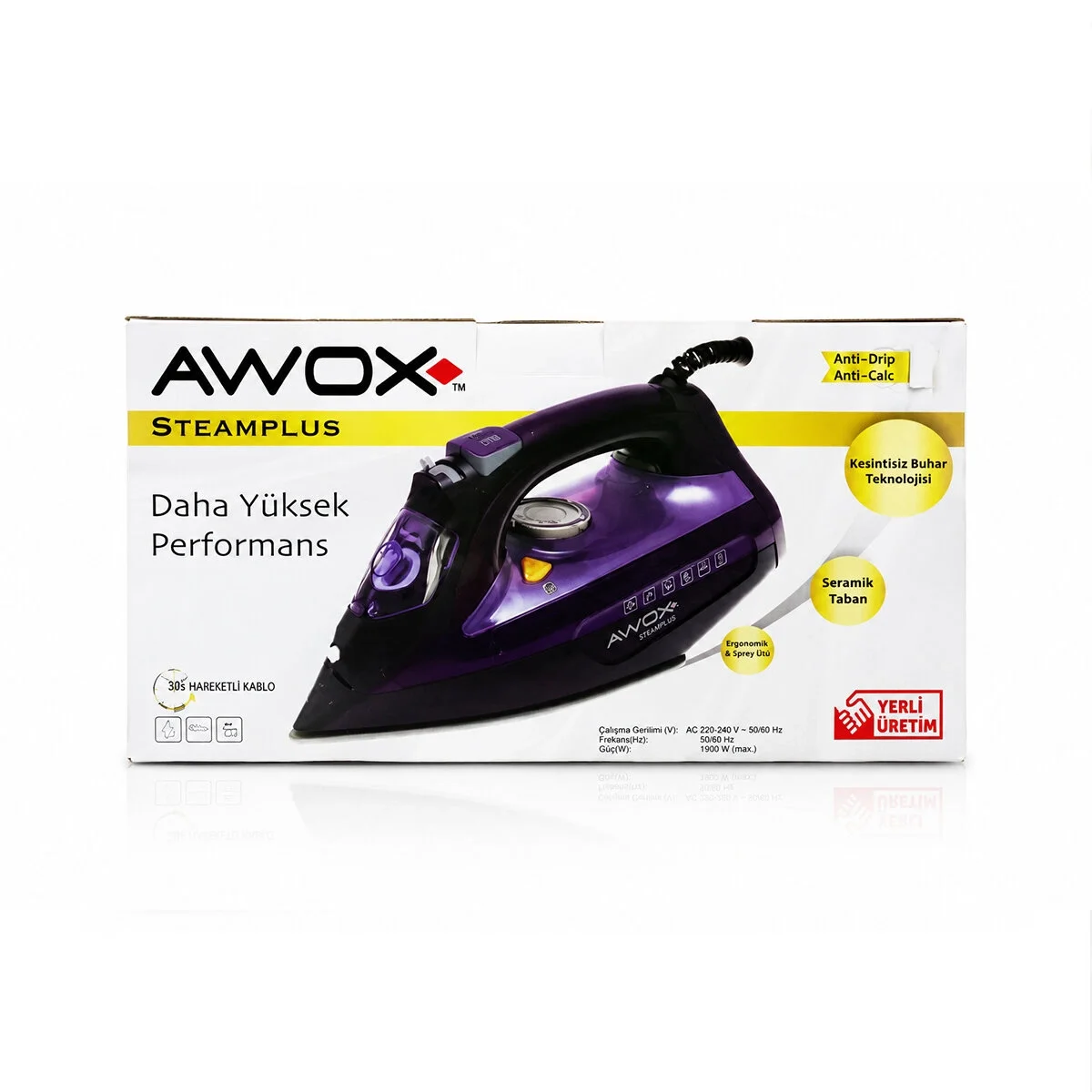 Koyu Mavi - Beyaz Buharlı Ütü Seramik Taban - 360° Hareketli Kablo - Buhar Ayarlama 2100w Steamplus-1716 Bx40