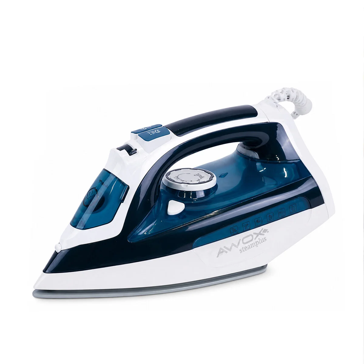 Koyu Mavi - Beyaz Buharlı Ütü Seramik Taban - 360° Hareketli Kablo - Buhar Ayarlama 2100W STEAMPLUS-1716