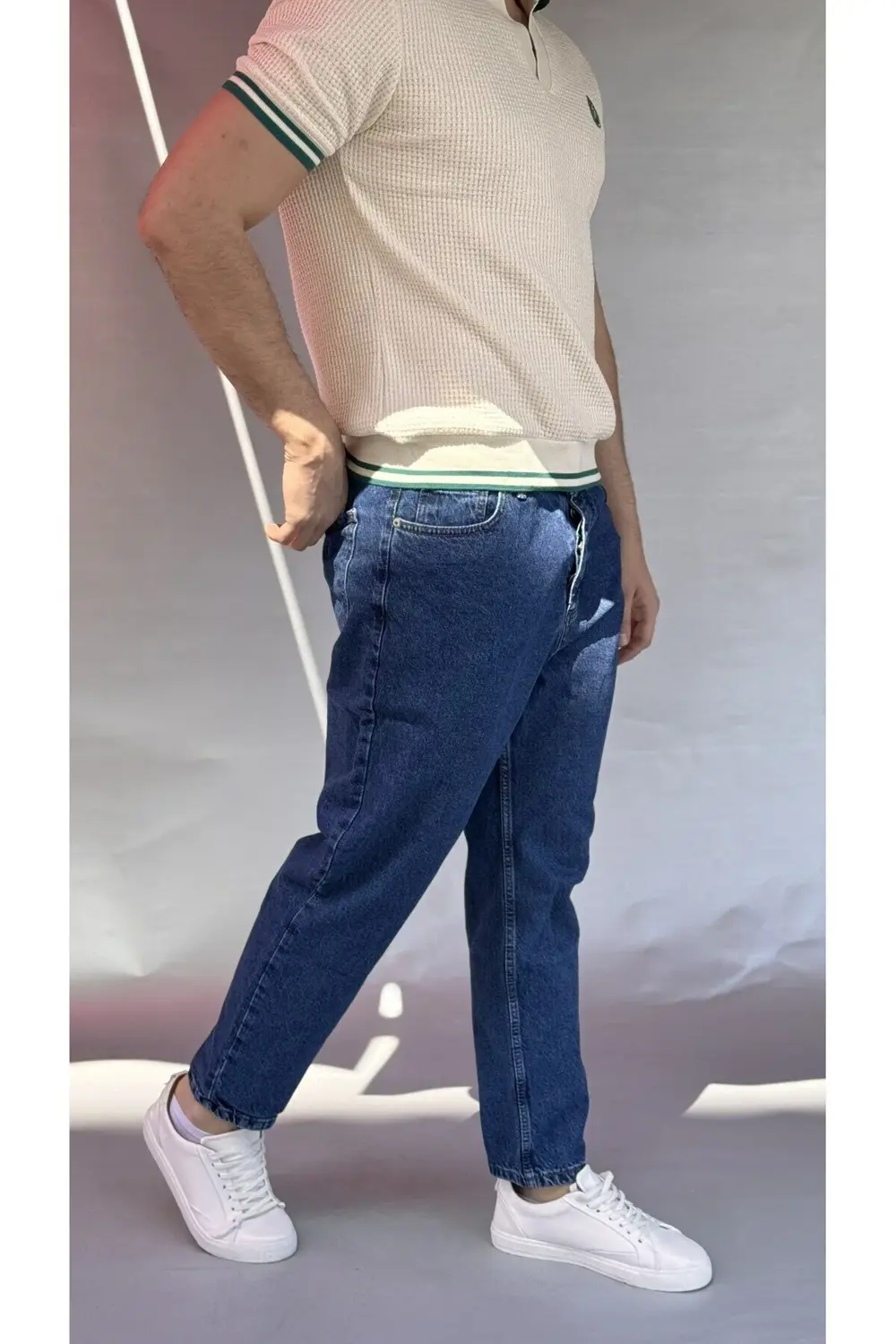 Koyu Mavi Düz Boyfriend Pantolon