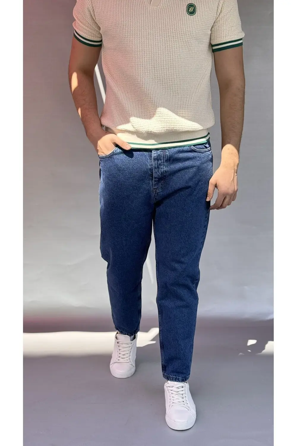 Koyu Mavi Düz Boyfriend Pantolon