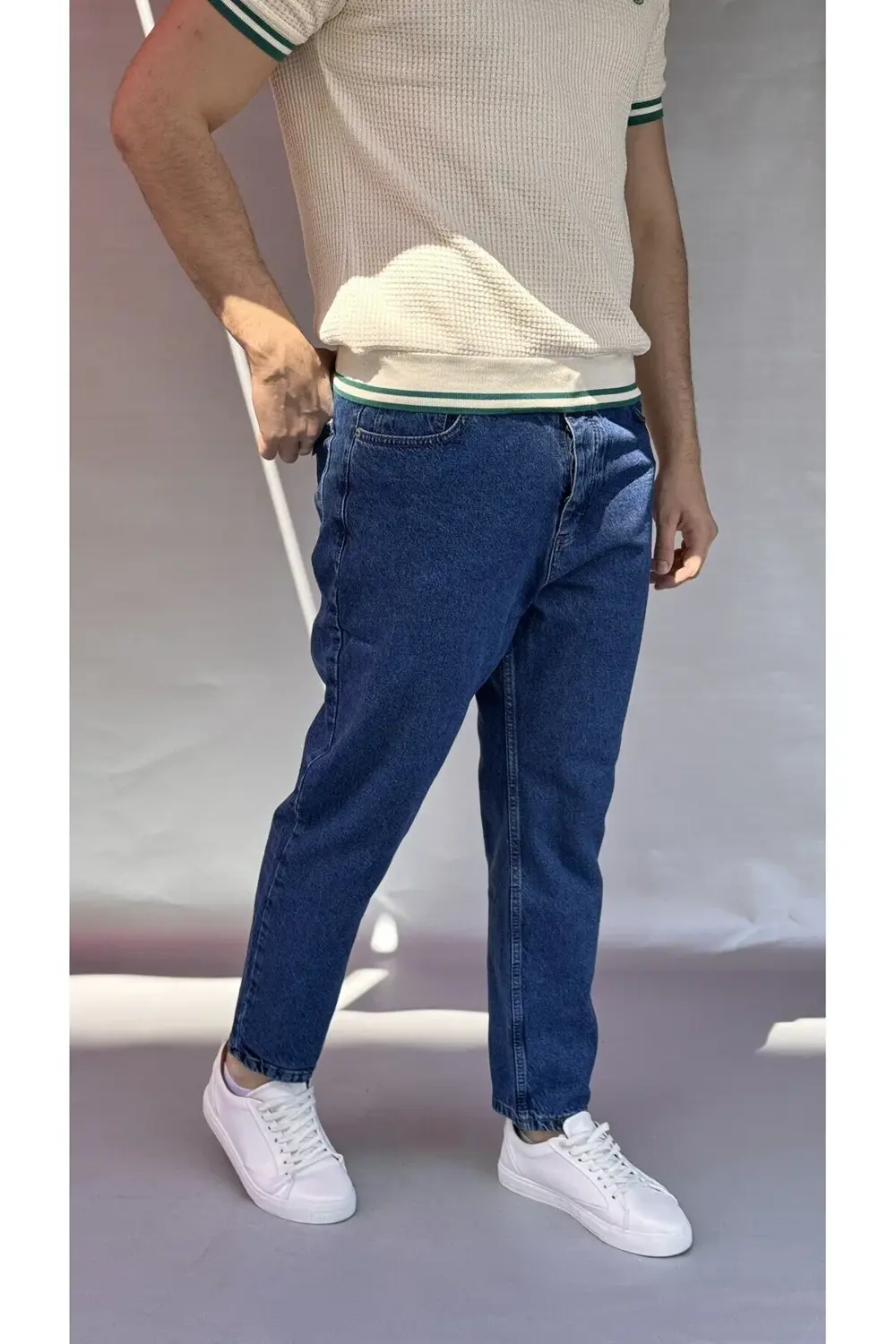 Koyu Mavi Düz Boyfriend Pantolon