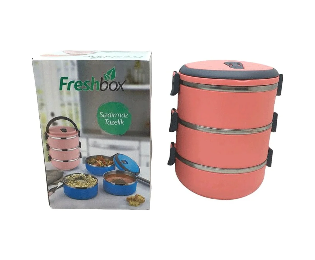 Koyu Pembe 3lü Sefer Tası Saklama Kabı 1.8lt 5224 Diğer