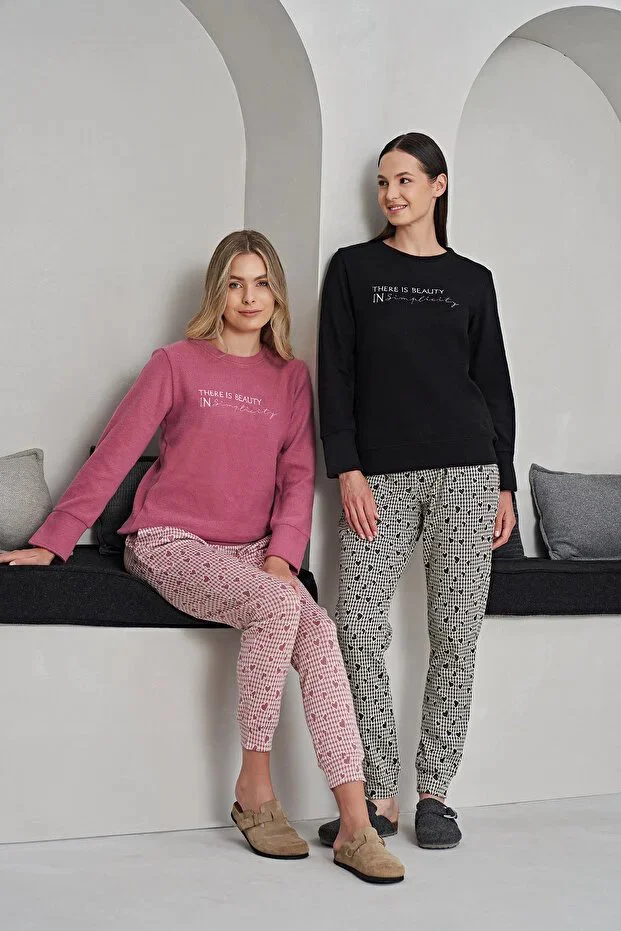 Koyu Pembe Pijama Takımı XL Beden