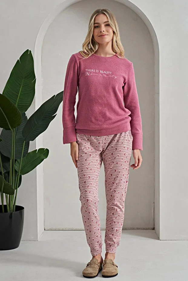 Koyu Pembe Pijama Takımı XL Beden