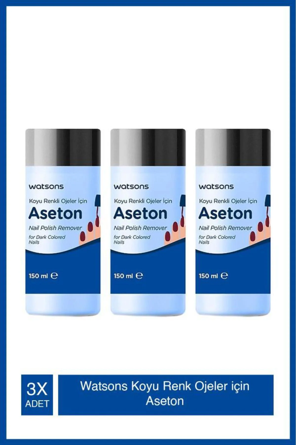 Koyu Renk Ojeler İçin Aseton 150Ml Tr X3 Adet