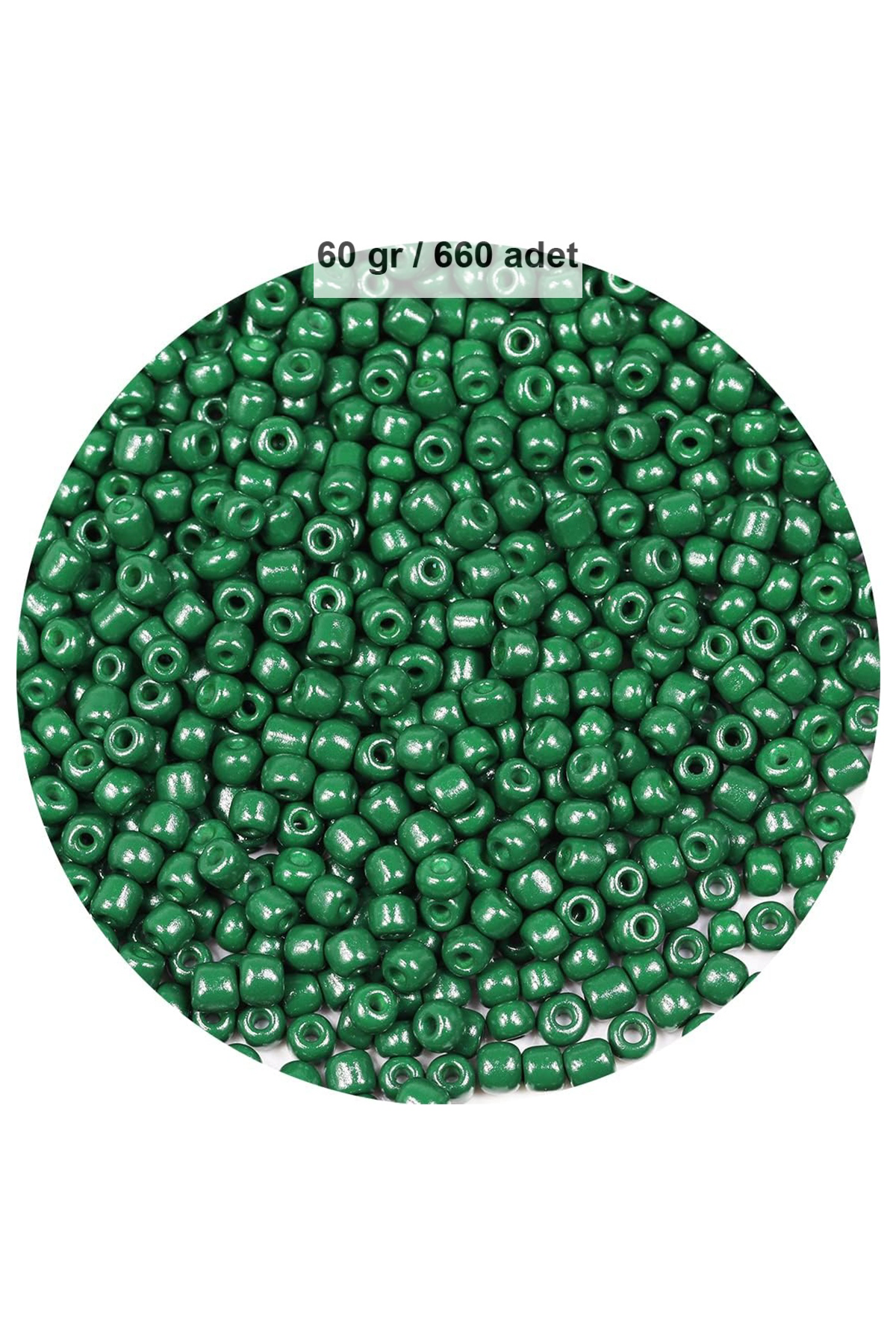 Koyu Yeşil Renk 4 mm Yaklaşık 660 adet / 60 gram Cam Boncuk Oya Y