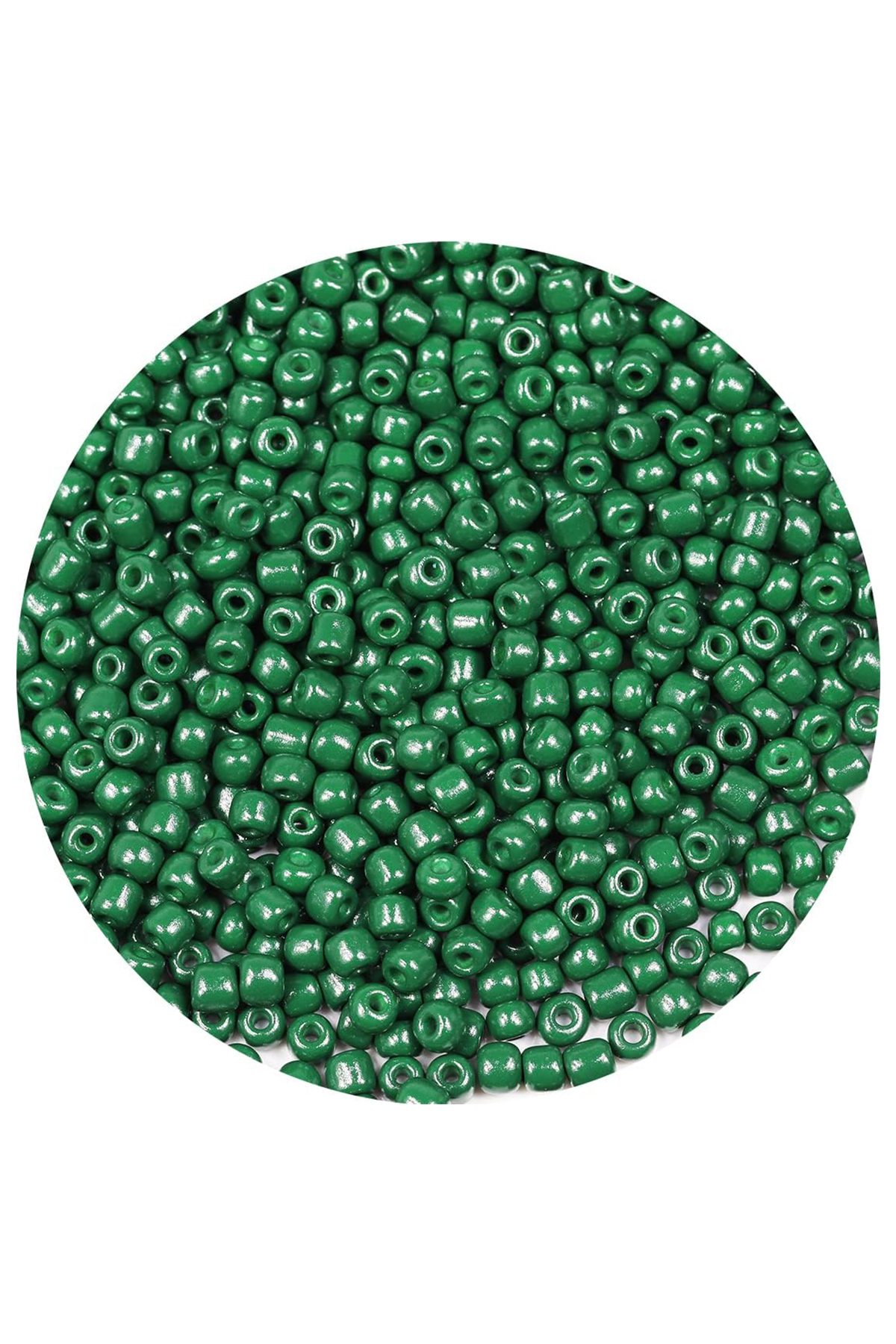 Koyu Yeşil Renk 4 mm Yaklaşık 1100 adet / 100 gram Cam Boncuk Oya